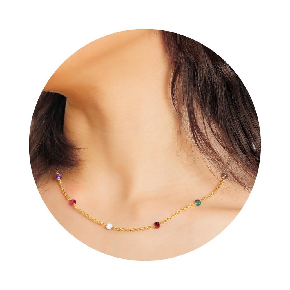 Multi Stone Necklace For Women, Premium Beaded Gold Necklaces For Women - Tarnis